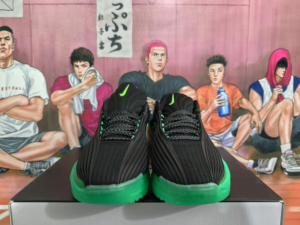 Nike Black and Green Basketball Sneakers