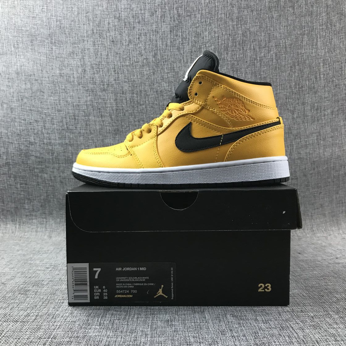 Jordan Air Jordan 1 Mid Yellow Black White 554724-700