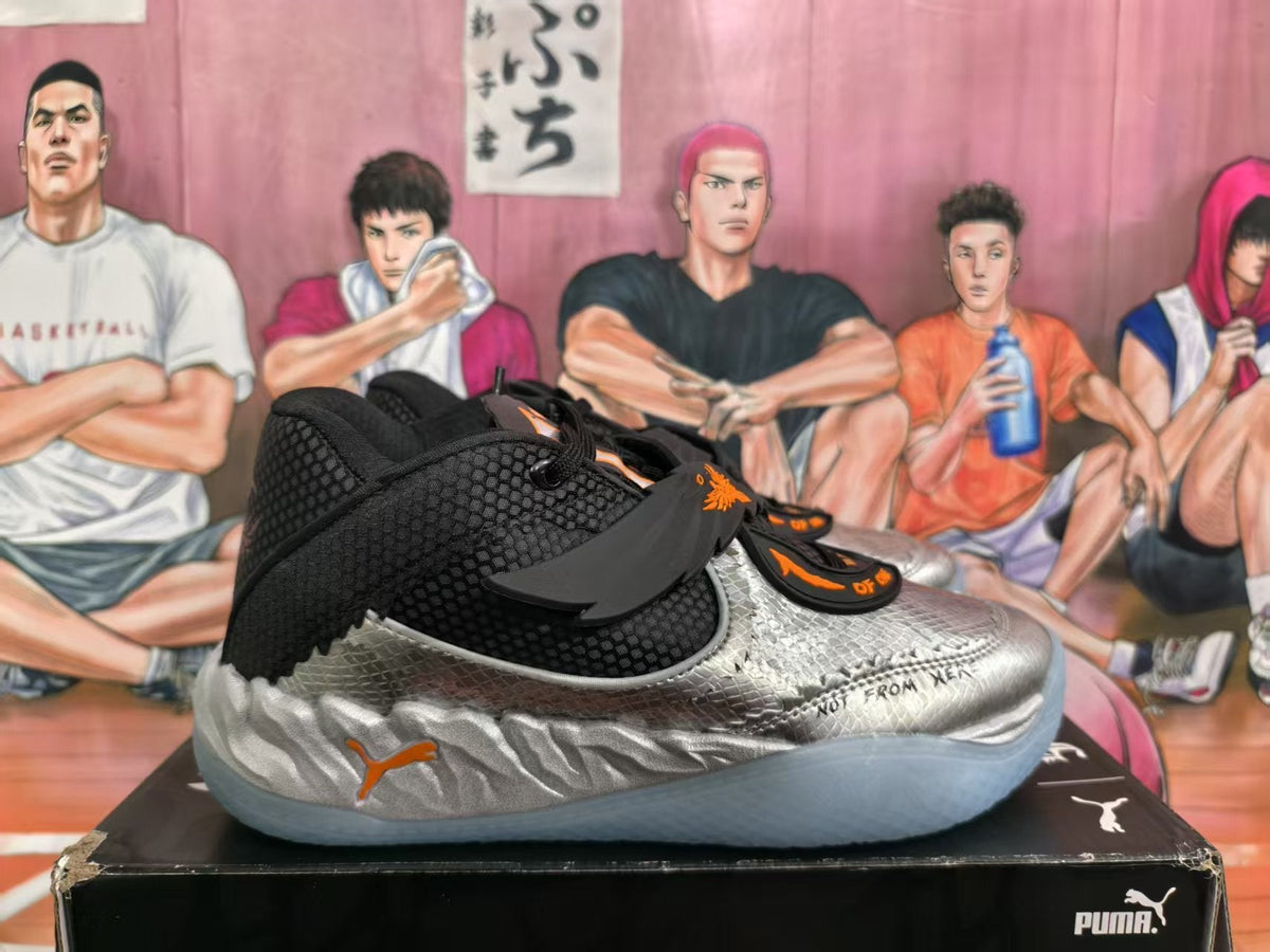 PUMA Basketball Shoes Silver Black Orange
