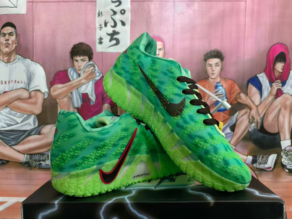 Nike Green Basketball Sneakers with Black and Red Swoosh