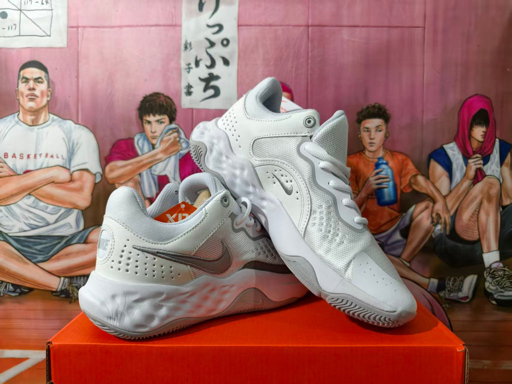 Nike White and Grey Basketball Sneakers