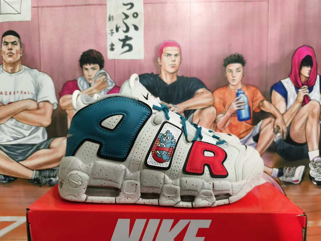 Nike Air More Uptempo Basketball Shoes White Teal Red