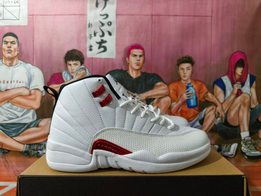 Jordan White and Red High-Top Basketball Sneakers