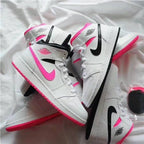 Jordan 1 Valentine's Day Mid Sneakers White Pink Black