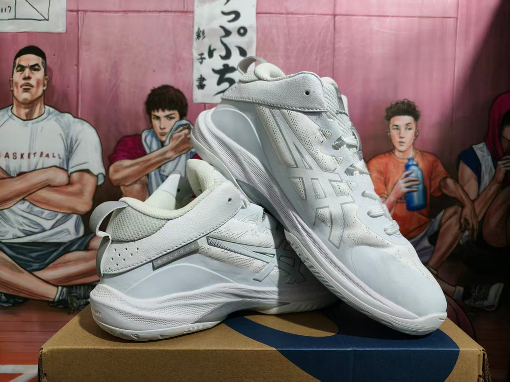 ASICS White and Gray Basketball Shoes