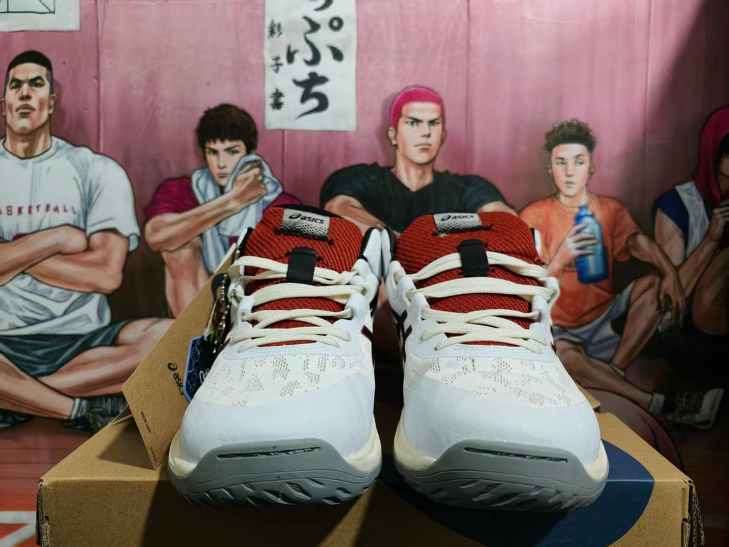 ASICS Basketball Shoes White Black Red