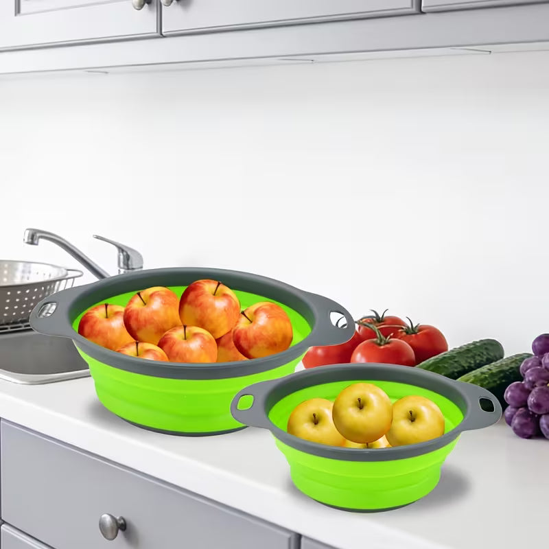 Collapsible Round Colander Set Large and Small Kitchen