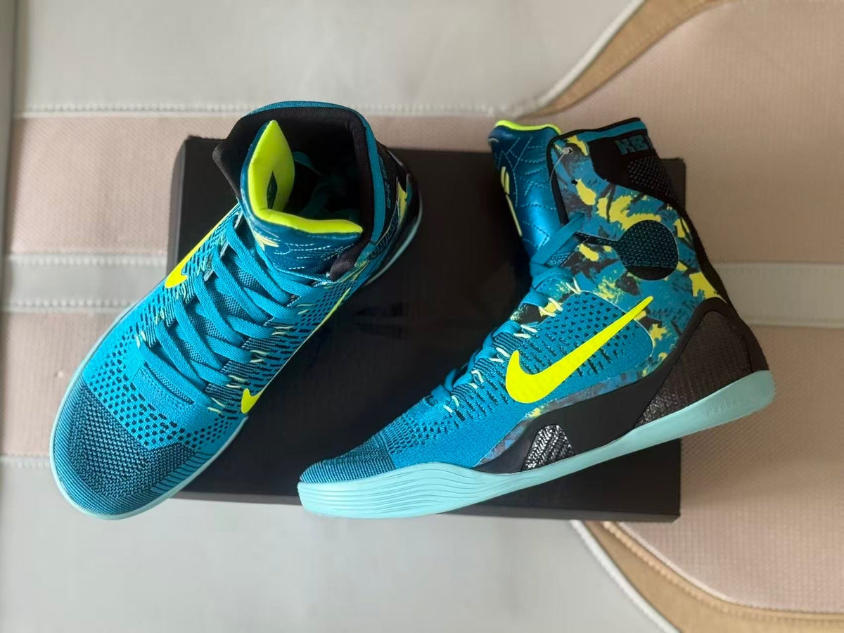 Nike Kobe 9 High Basketball Shoes Blue Yellow Picasso