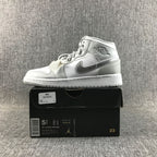Jordan Air Jordan 1 Mid GS White Silver Sneakers