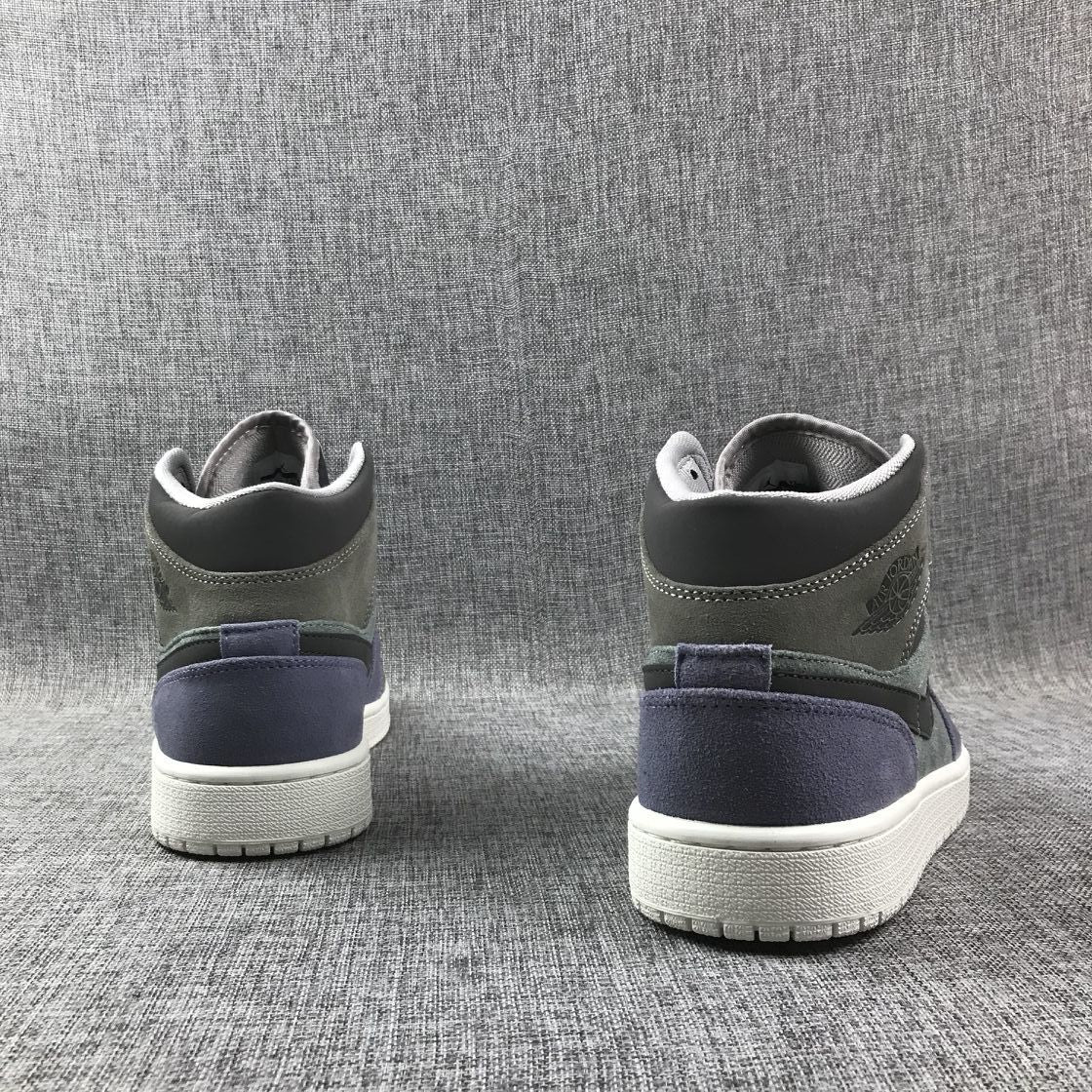 Jordan 1 Mid Gray Purple Sneakers 852842-203