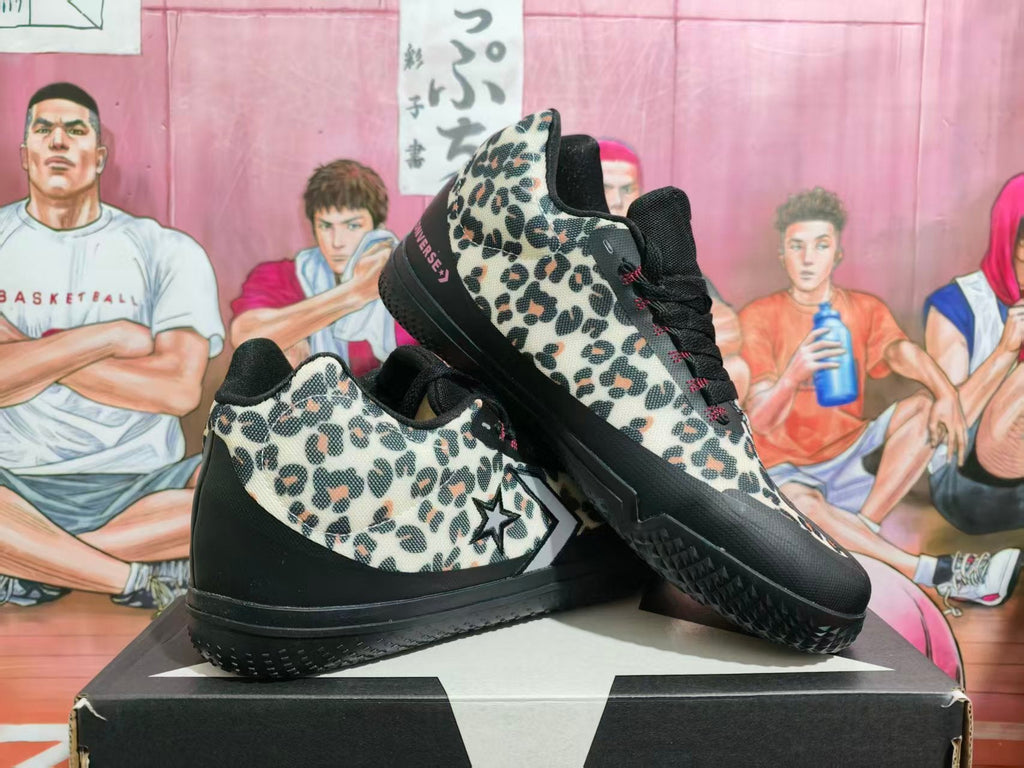 Converse Leopard Print Black Low-Top Sneakers