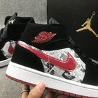Jordan Air Jordan 1 Mid Black Red Newspaper Print 852542-061