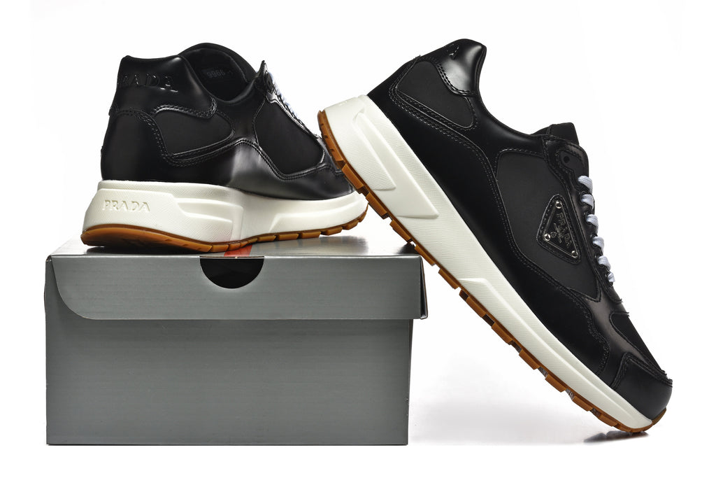Prada Black Low-Top Sneakers with Gum-Tread Sole