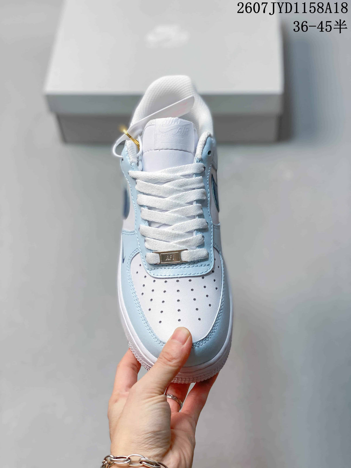 Nike Air Force 1 '07 Low Sneakers, White and Light Blue