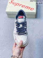 Jordan 1 Low White and Navy Sneakers