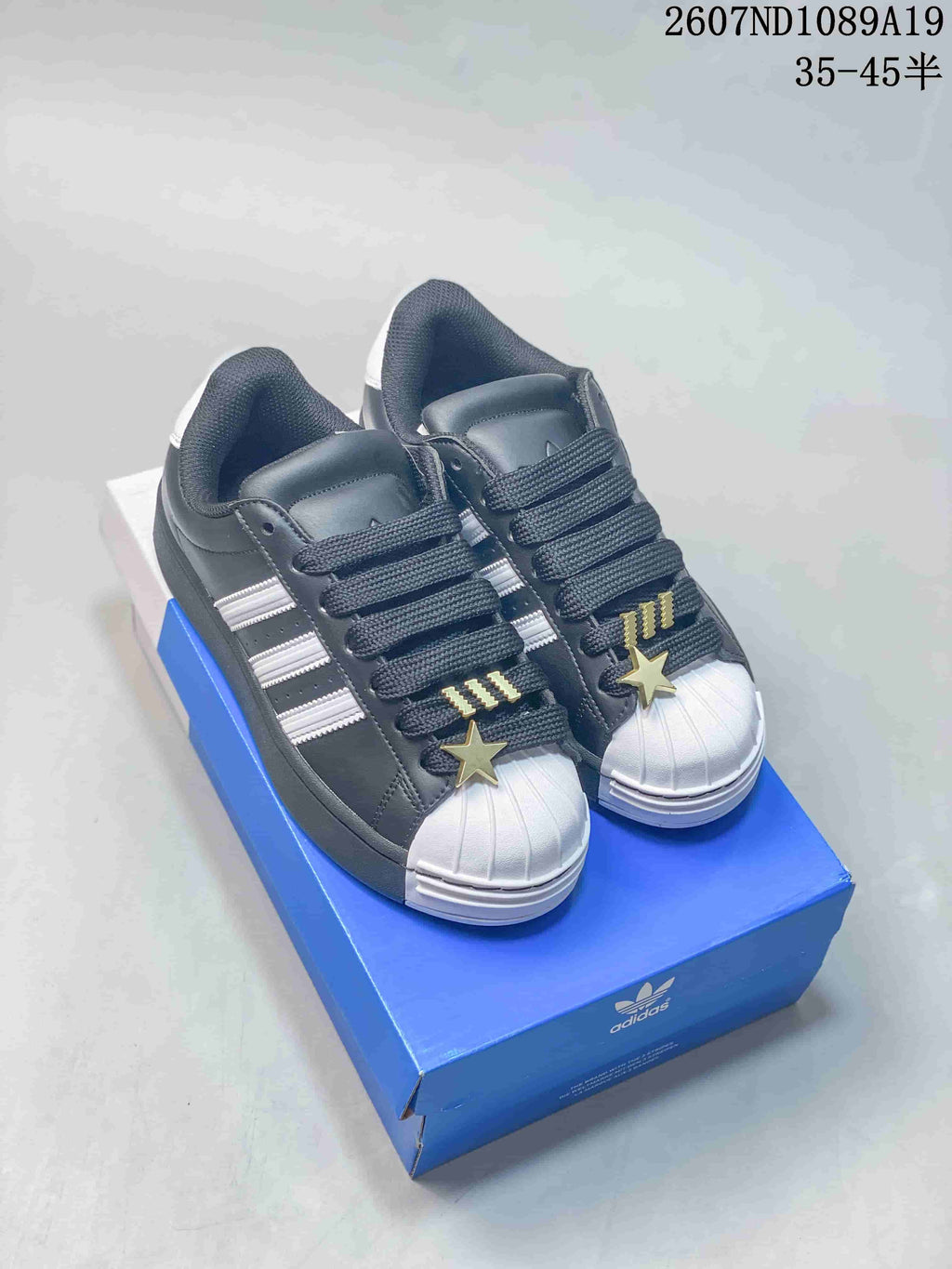 Adidas Superstar Black and White Shell-Toe Sneakers 2607ND1089A19