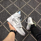 Air Jordan 1 High Grey White Off-White Style Sneakers
