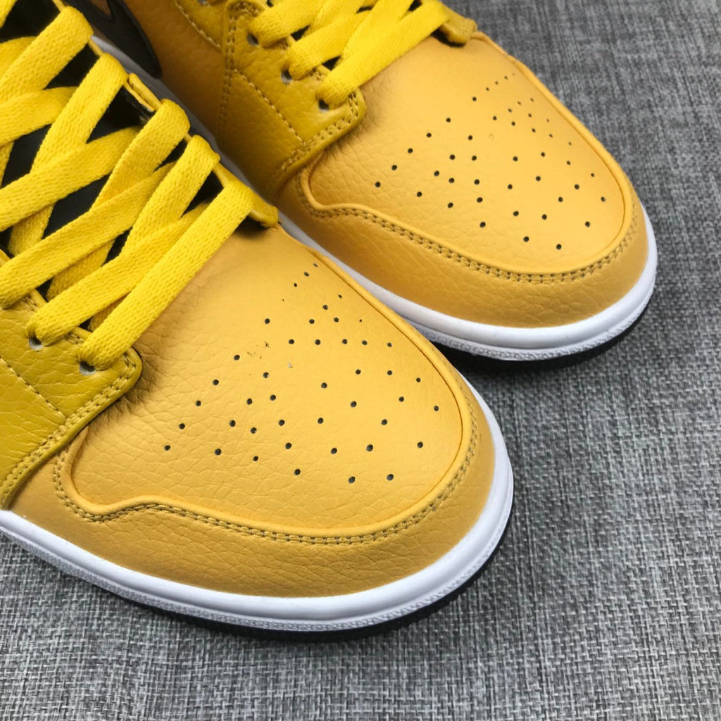 Air Jordan 1 Mid Yellow Black White 554724-700 Sneakers