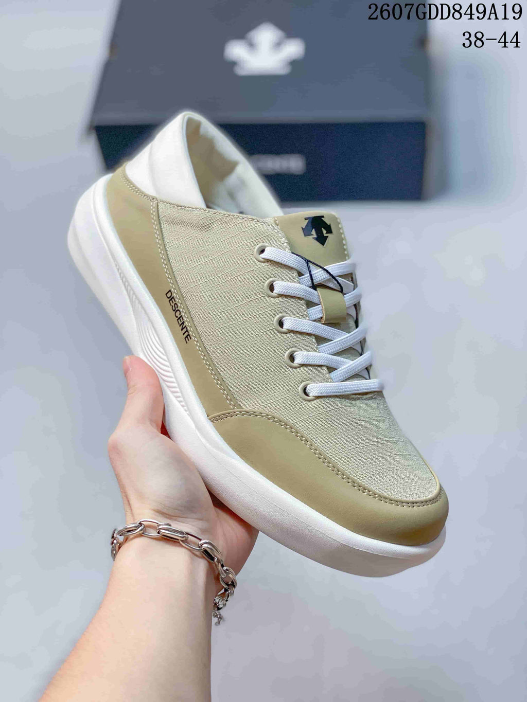 DESCENTE Beige Casual Sneakers with White Sole 2607GDD849A19
