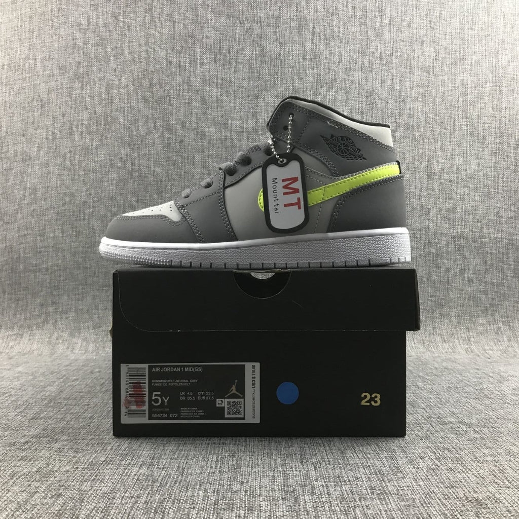 Jordan Air 1 Mid Grey Volt Sneakers 554724-072