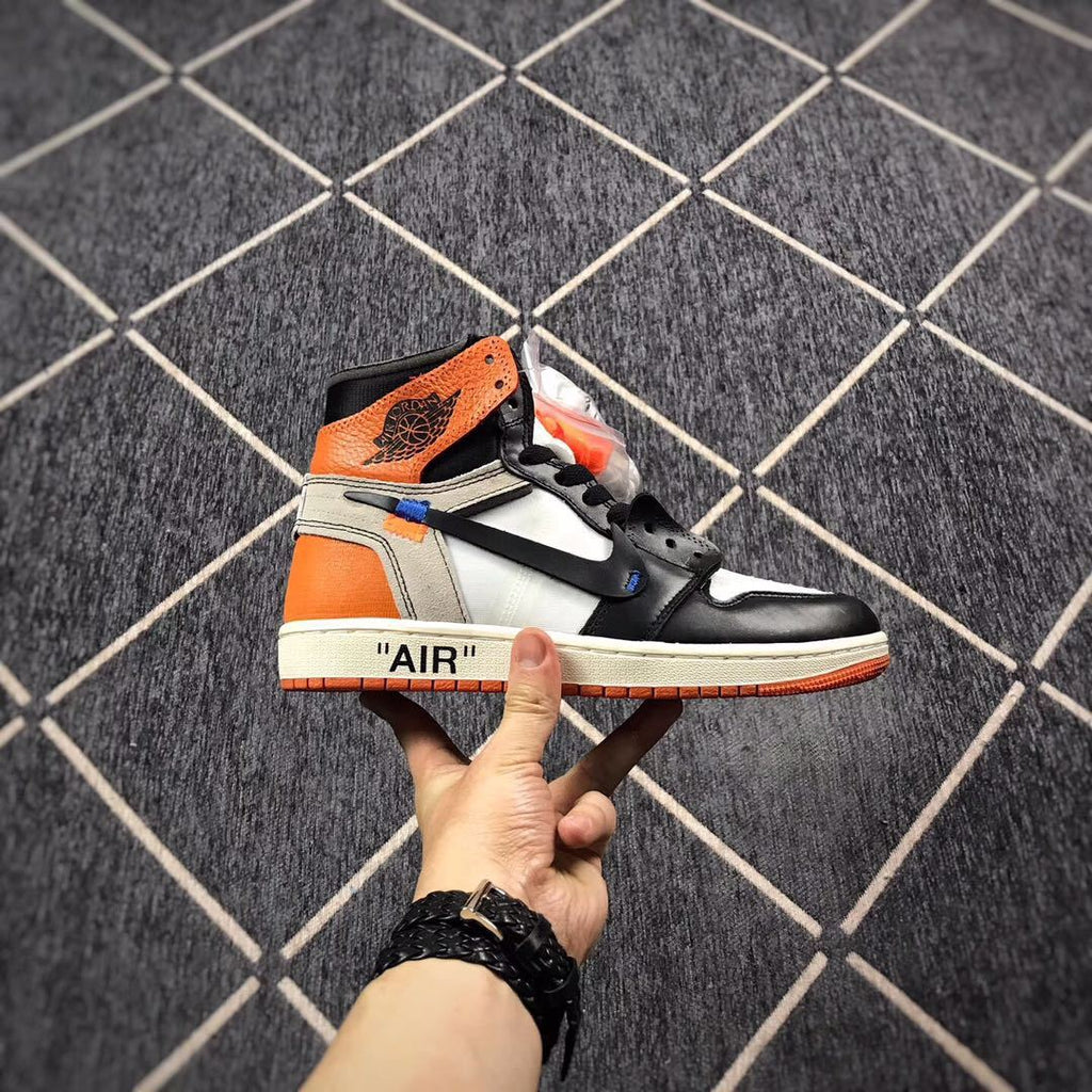 Air Jordan 1 Off-White Black Orange High-Top Sneakers