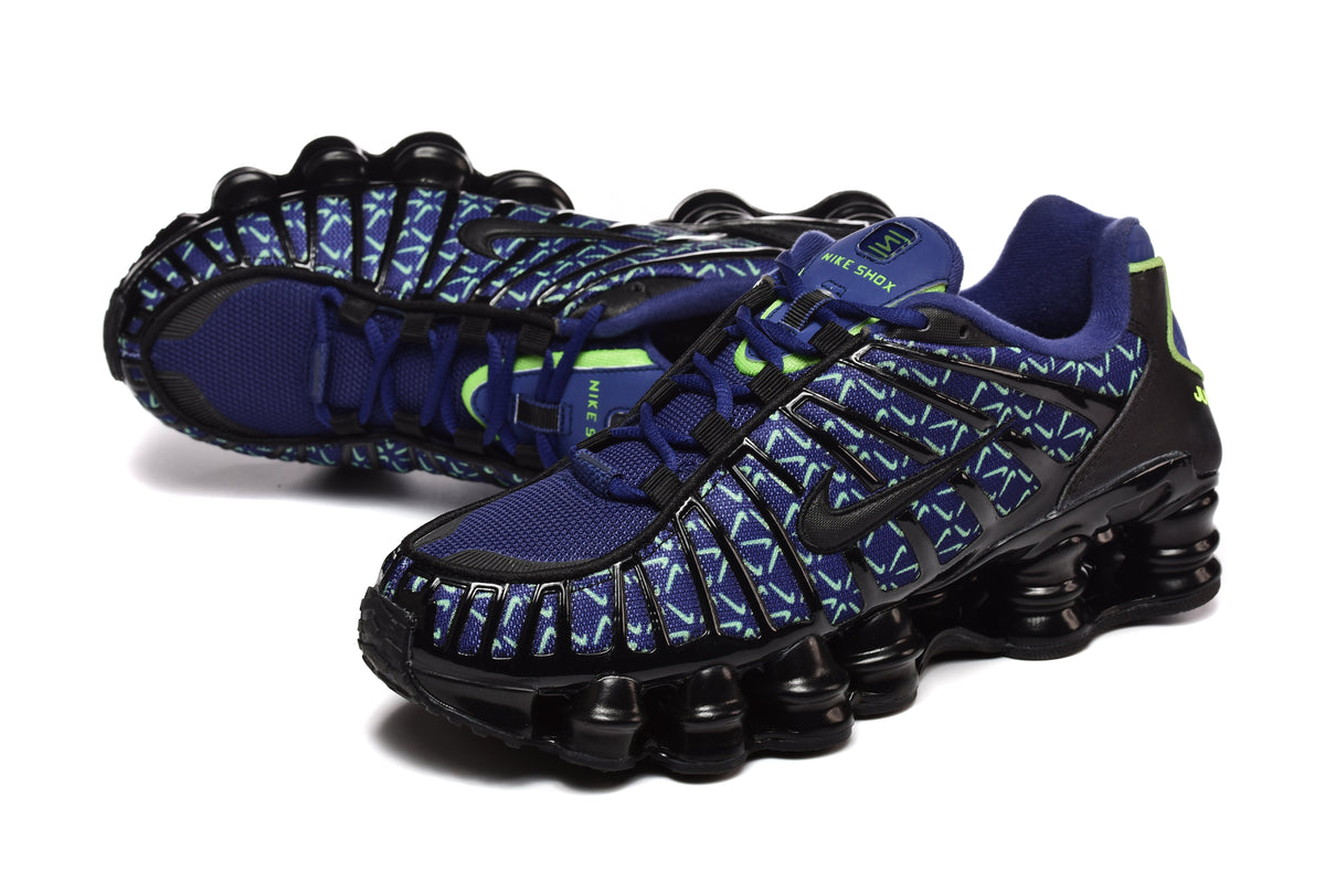 Nike Shox TL Blue and Black Patterned Sneakers