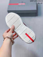 Prada 2607JJD426A16 Red and White Platform Sneakers