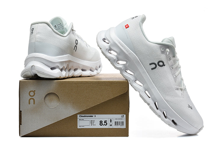 On Cloudmonster 3 White Running Shoes