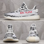 Yeezy 350 V2 Black White Pattern Sneakers