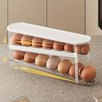 Auto-Sliding Egg Holder Tray Fridge Storage Organizer 14 Eggs