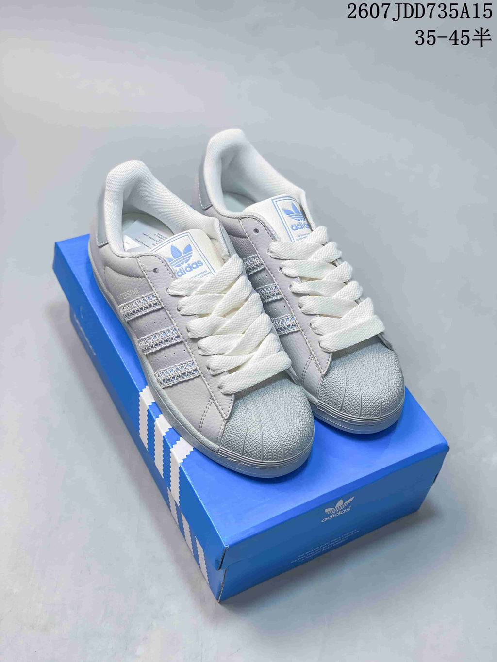 adidas Superstar Sneakers White Gray Blue 2607JDD735A15