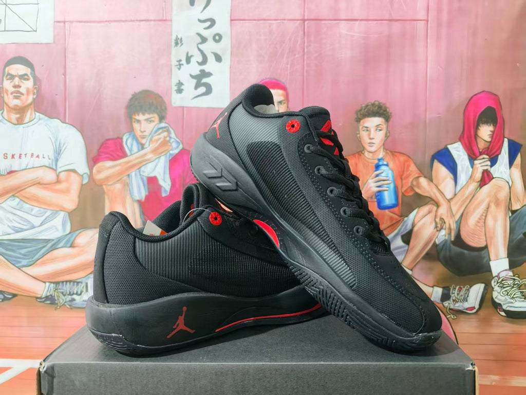 Jordan Black and Red Basketball Sneakers