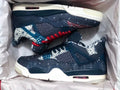 Jordan 4 Sashiko-Style Embroidered Sneakers Navy Red