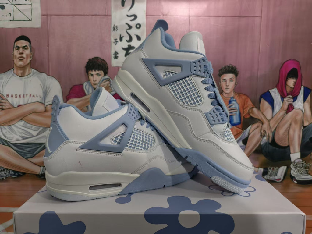 Jordan 4 White Blue Basketball Sneakers