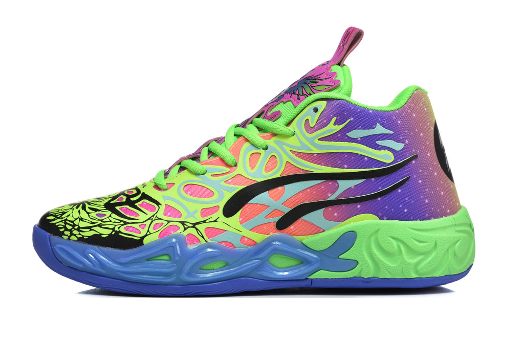 Nike 878-17 Basketball Shoes in Purple and Neon Green