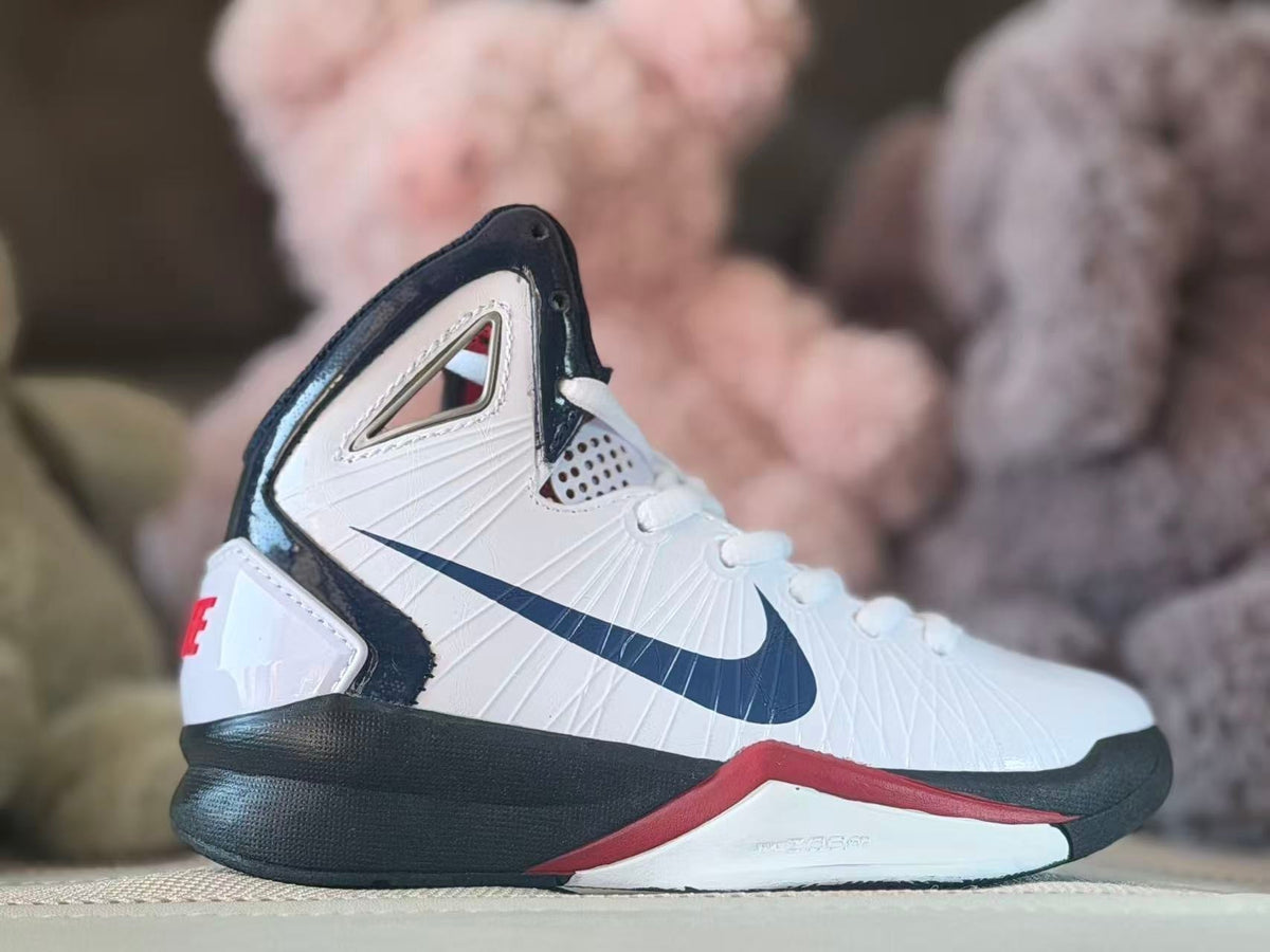 Nike Hyperdunk 2010 Kids Basketball Shoes, White/Navy/Red