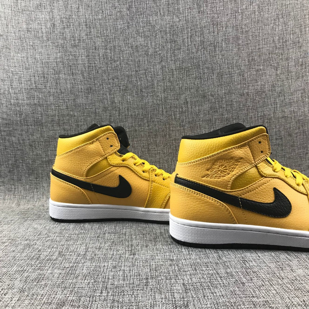 Air Jordan 1 Mid Yellow Black White 554724-700 Sneakers