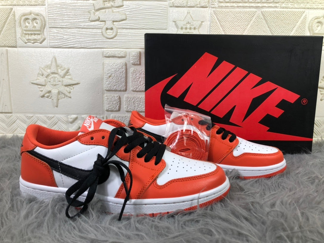 Air Jordan 1 Low White Orange Black Sneakers CZ0790-801