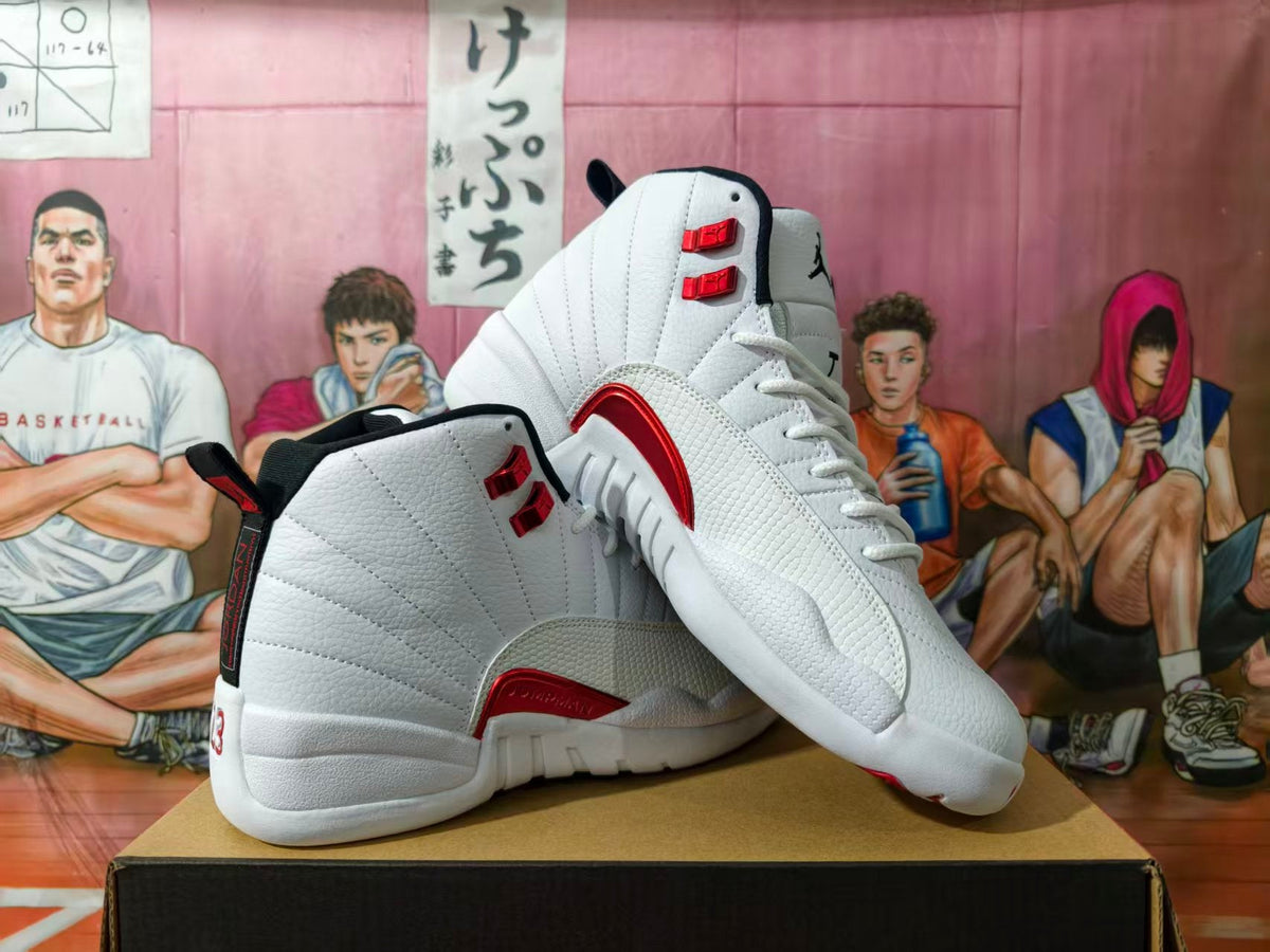 Jordan White and Red High-Top Basketball Sneakers