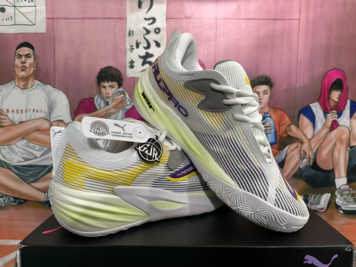 Puma All Pro Basketball Shoes White and Yellow