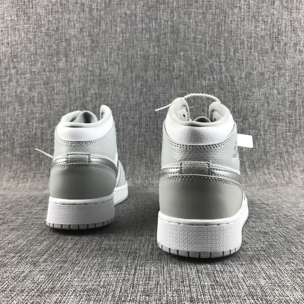 Jordan Air Jordan 1 Mid GS White Silver Sneakers