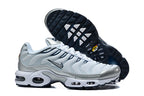 Nike Air Max Plus Sneakers in White and Metallic Silver