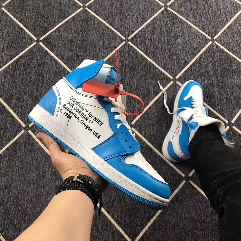 Jordan Air Jordan 1 Blue and White High-Top Sneakers
