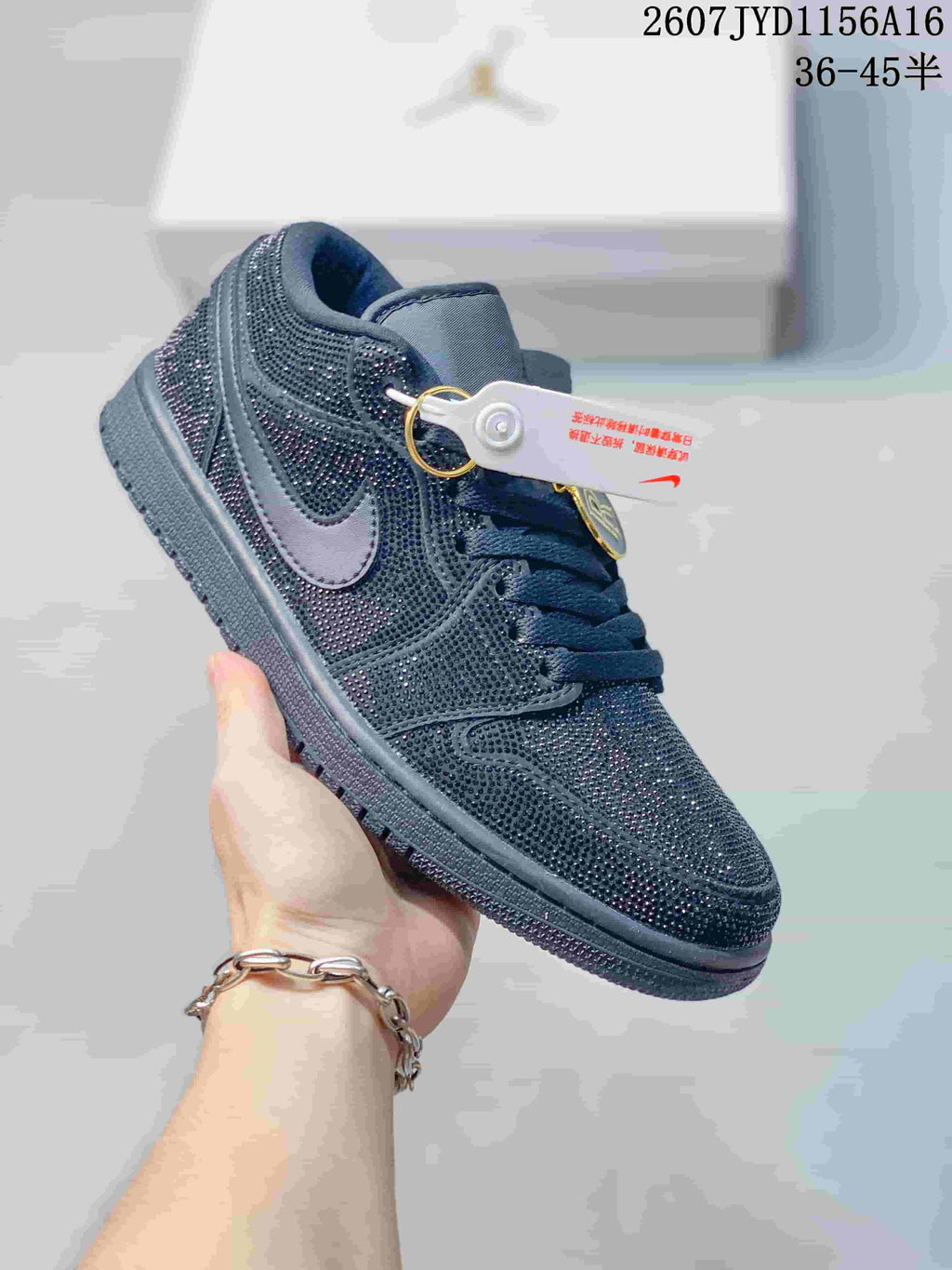 Jordan Air Jordan 1 Black Embellished Low-Top Sneakers