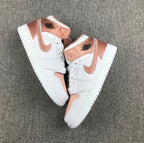 Air Jordan 1 Mid Rose Gold White Sneakers 555112-190