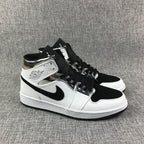 Jordan Air Jordan 1 Mid White Black Metallic Silver Sneakers