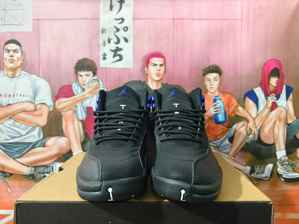 Jordan 12 Black and Blue High-Top Sneakers