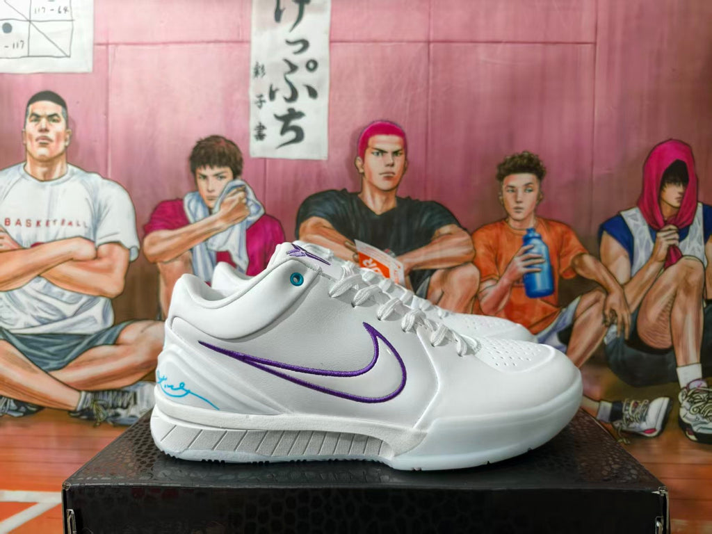 Nike Kobe Low Basketball Shoes White and Purple
