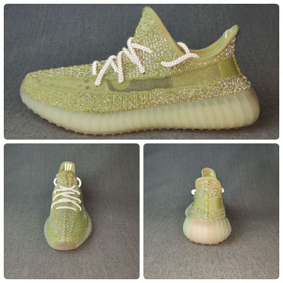 Yeezy 350 V2 Knit Sneakers Green Glow
