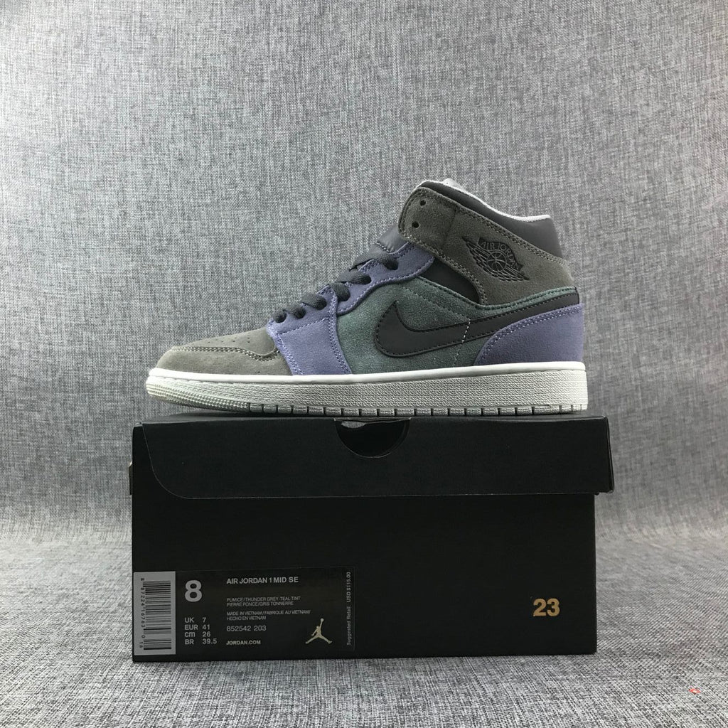 Jordan 1 Mid Gray Purple Sneakers 852842-203